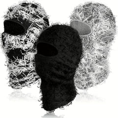 3pcs Solid Full Face Balaclava Hat Windproof Dustproof Knitted Mask