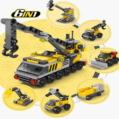 6 in 1 Firefighter Plane Building Blocks Crane Construction Set