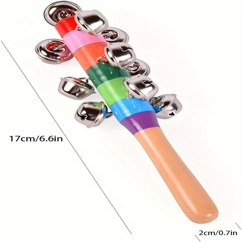Colorful Wooden Jingle Bell Stick Music Toy
