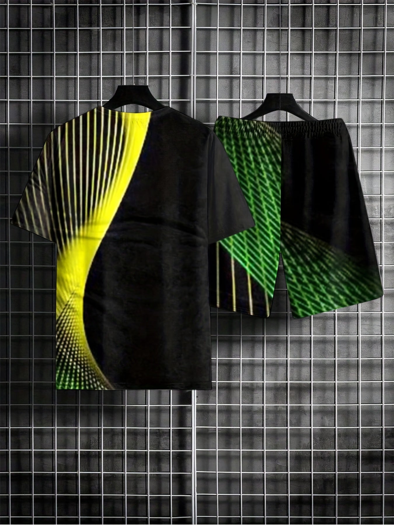 3D Print Men's 2Pcs Casual Crew Neck T-shirt & Drawstring Shorts Set