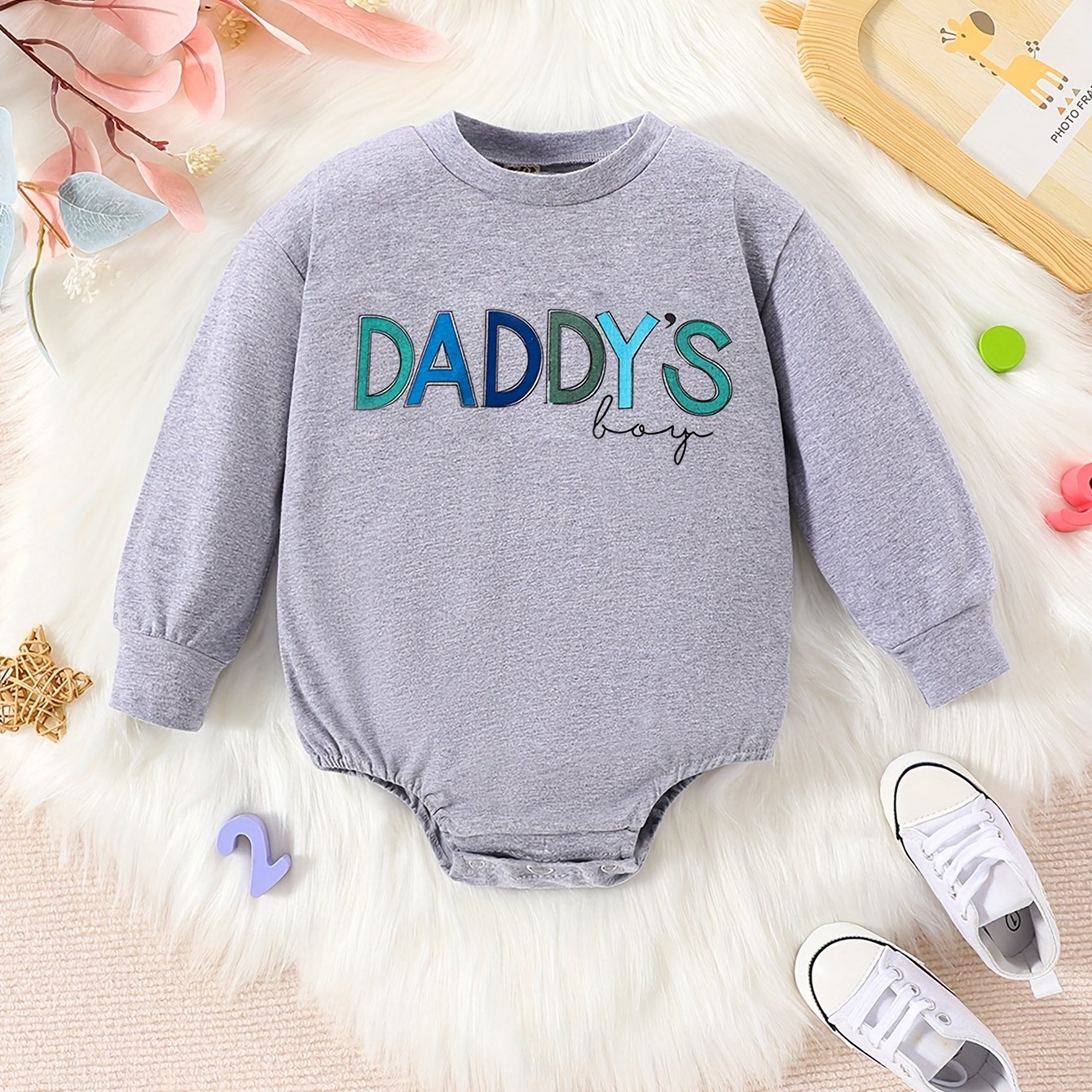 Daddy's Boy Triangle Onesie Cotton Long Sleeve Romper