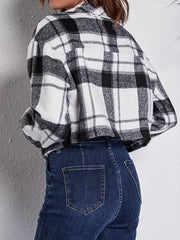 Plaid Crop Jacket Long Sleeve Lapel Jacket Women's Streetwear