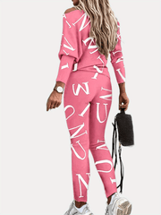 Letter Print Casual Two Piece Set