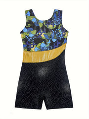 Girls Sleeveless Gymnastics Suit Compression Bodysuit