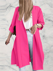 Solid Shawl Collar Overcoat Casual Slit Coat for Fall & Winter