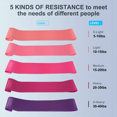 5 Resistance Bands Set for Booty Legs Pilates Flexbands