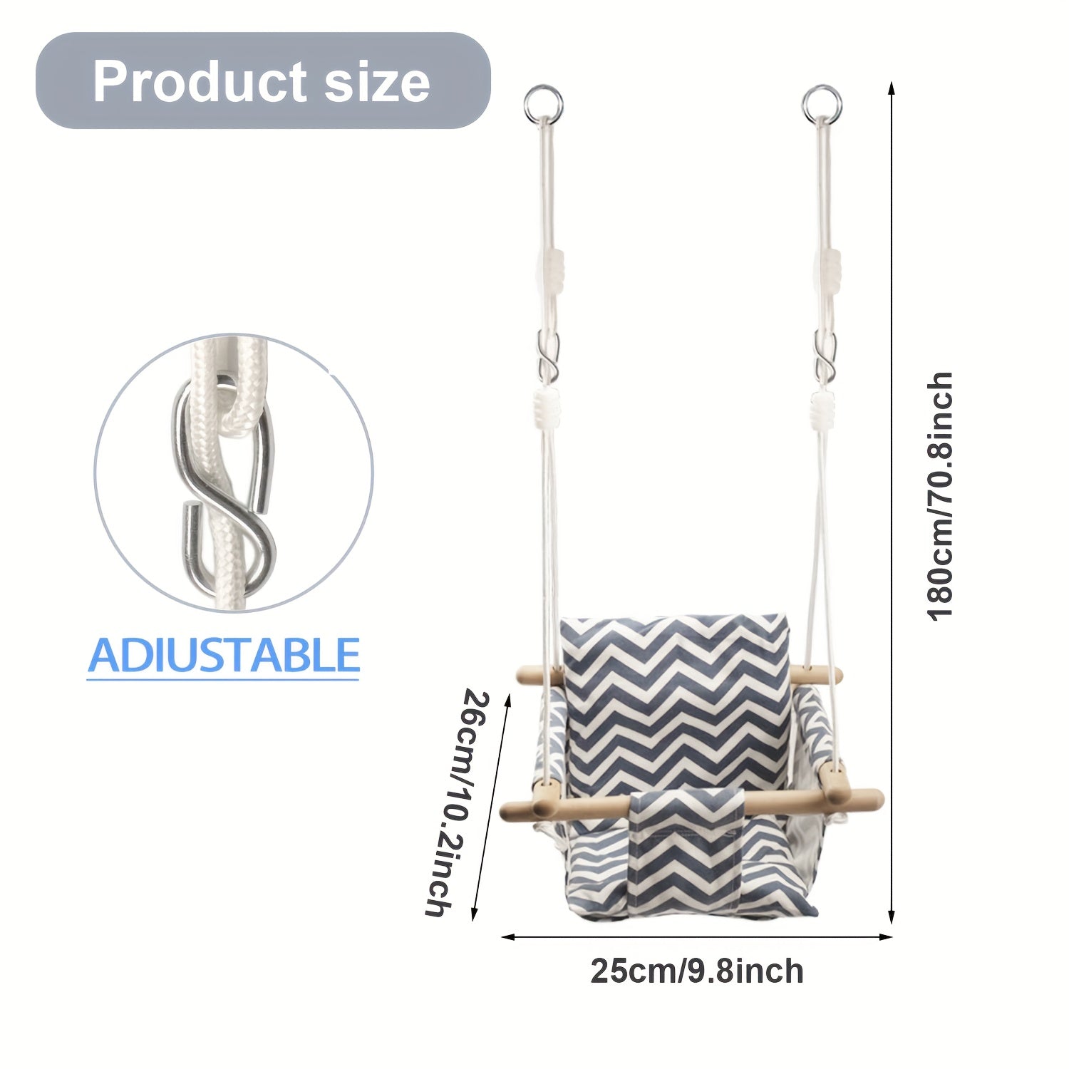 Canvas Baby Swing with Soft Backrest Cushion