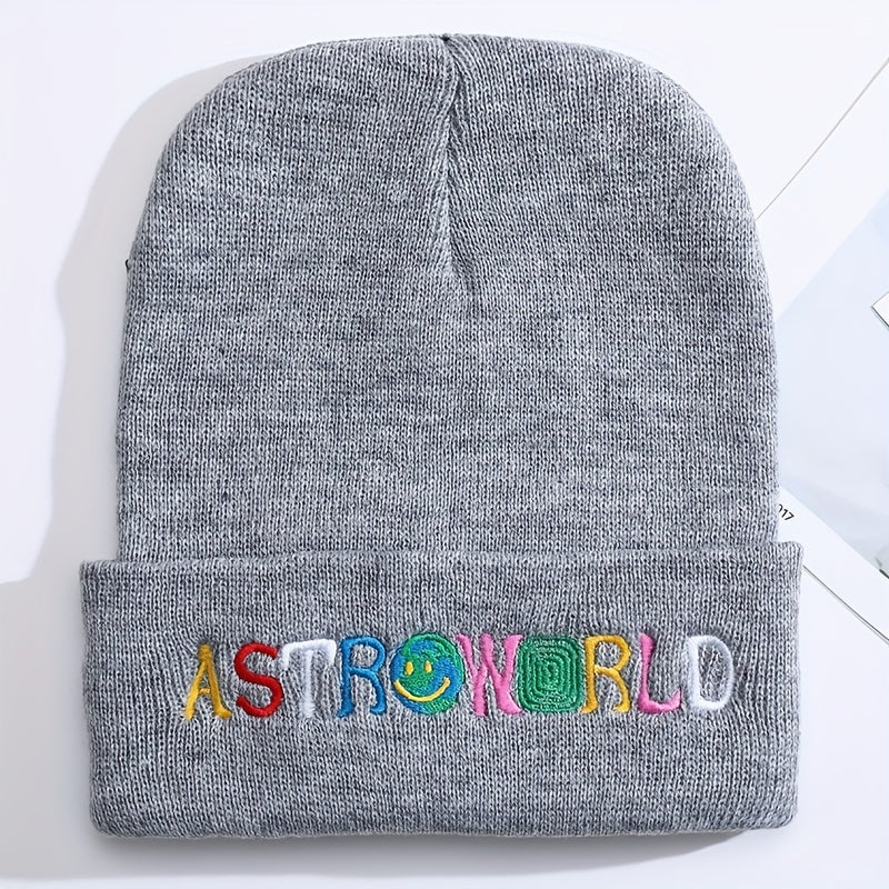 Soft Knit Ski Beanie Hat Keep Warm Embroidered Hat for Men & Women