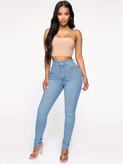 Mid Rise Skinny Jeans Stretch Denim Pants