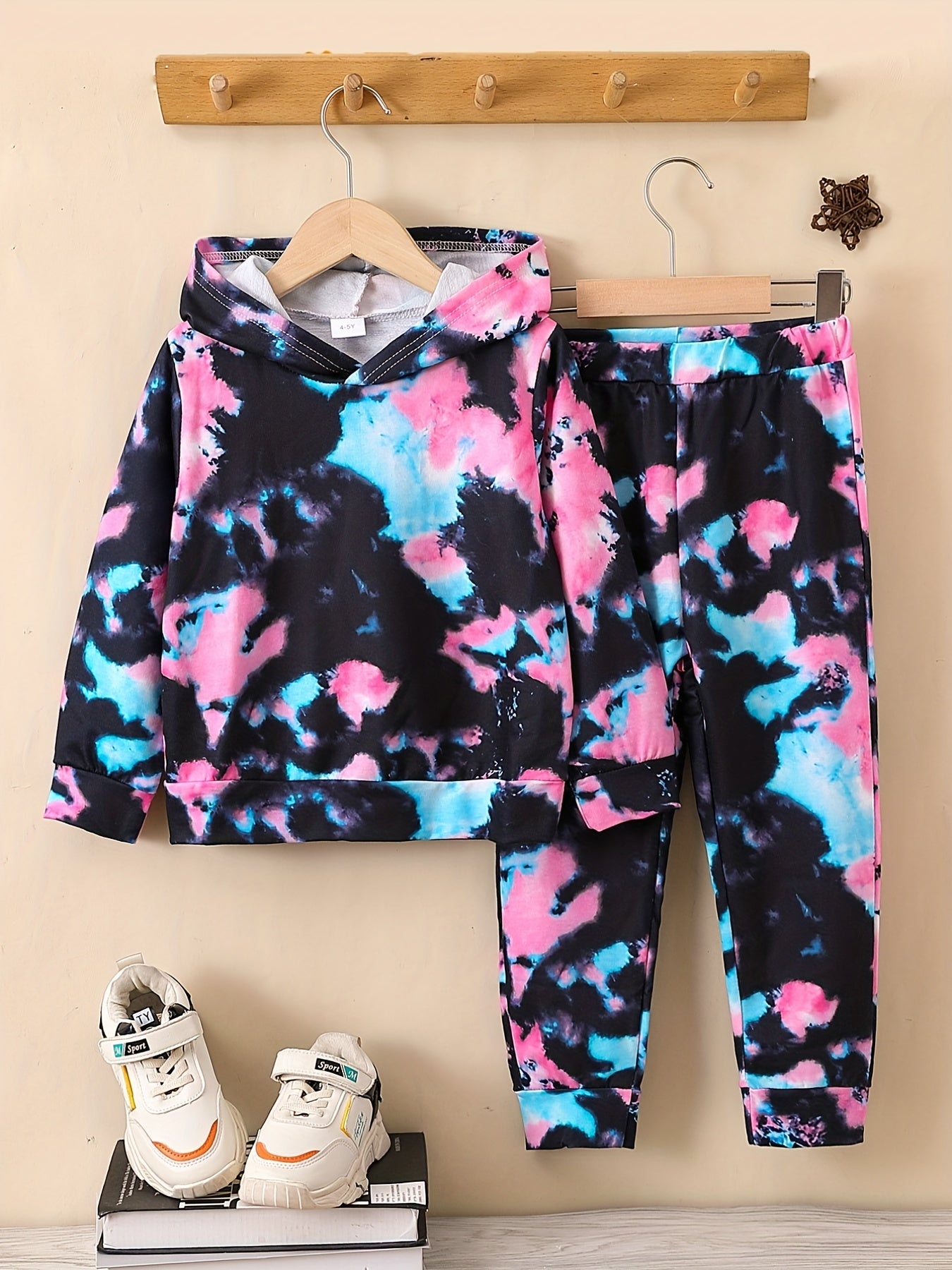 Boys' Hooded Sweatshirt & Pants Set Tie Dyed Print Outfit