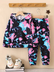 Boys' Hooded Sweatshirt & Pants Set Tie Dyed Print Outfit