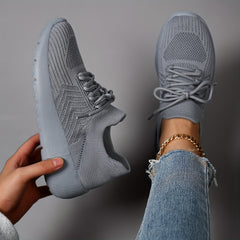 Solid Mesh Breathable Woven Shoes Lightweight Running Sneakers