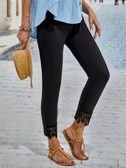 Lace Trim Pants Cropped Casual Pants