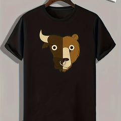 Ox & Bear Pattern Print Men's Sports T-shirt