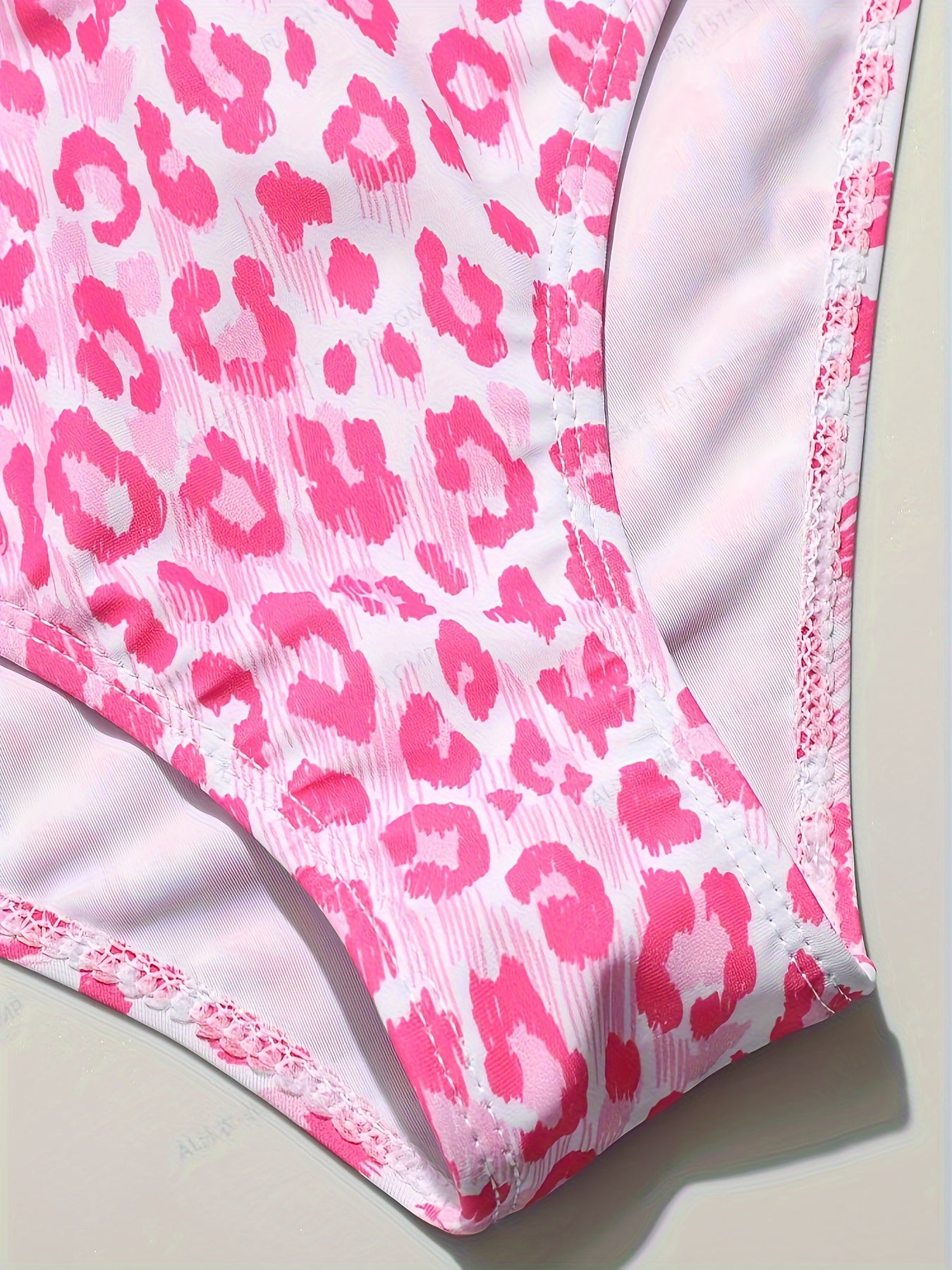 Leopard Print Bikini Swimwear Set Girls Sweet Bathing Suit