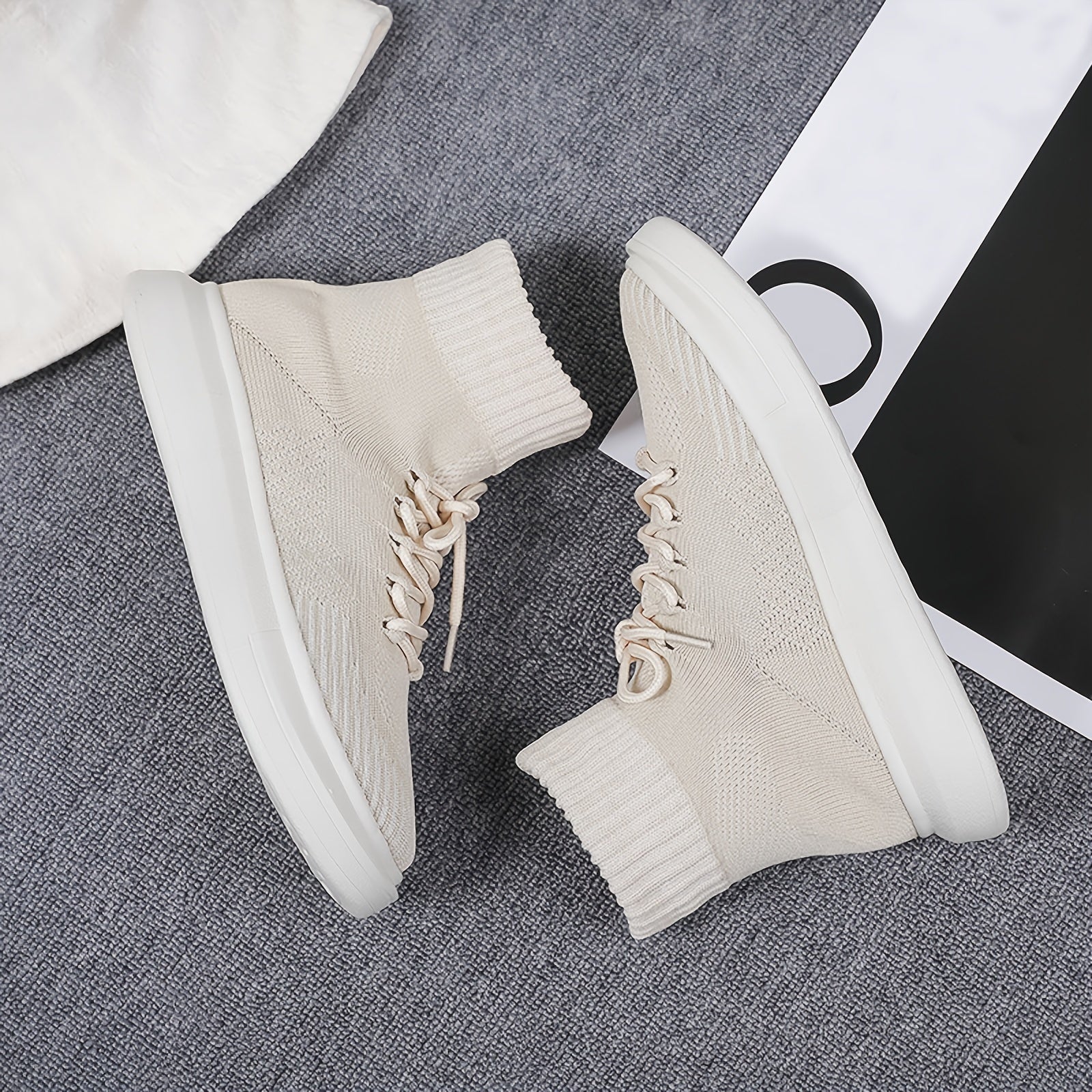 Men's Ankle Top Knitted Skate Shoes Wear resistant Non Slip Casual Shoes