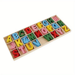 Colorful Wooden Alphabet Letters Set with Storage Tray for Kids