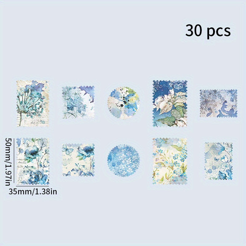 30pcs Flower Scrapbooking Paper Pack, Retro Decorative Craft DIY Papers