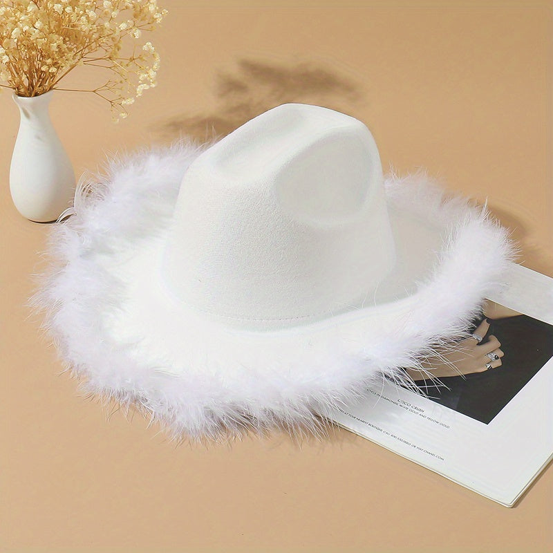 Hip Hop Feather Fedora Cap Y2K Cowgirl Jazz Hat
