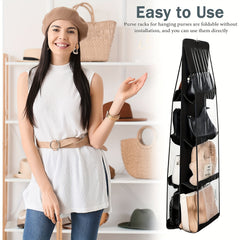 Double Side Hanging Handbag Organizer Storage Bag Holder with Pockets