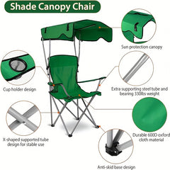 Portable Folding Armchair with Canopy for Camping and Beach