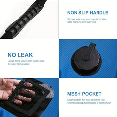 5 Gallon Solar Heated Camping Shower Bag with Removable Hose and Shower Head