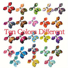 10pcs Magic Wind Up Flying Butterfly Toy Rubber Band Powered Surprise Gift