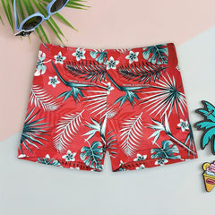 Boy's Tropical Leaf Swim Trunks High Stretch Boxer Swimwear