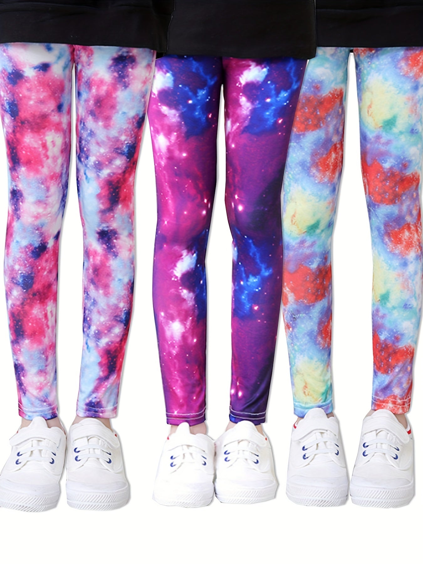 3pcs Toddler Girls Tie Dye Leggings Elastic Waist Casual Sports Tight Pants