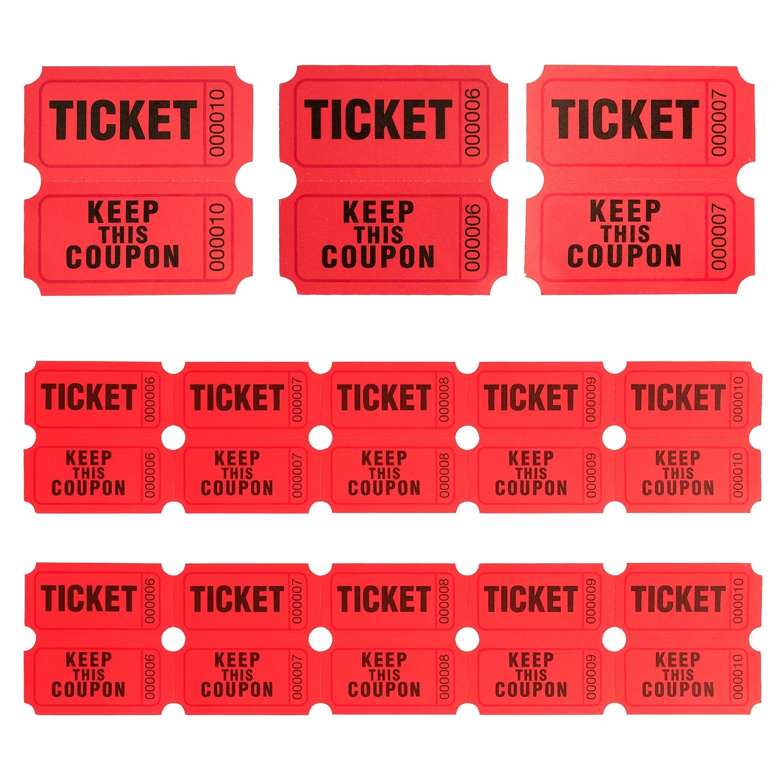 200pcs Red Raffle Tickets Double Roll Ticket For Events Entry