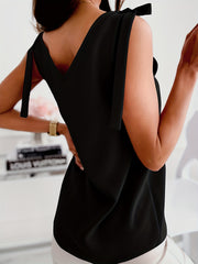V-Neck Tank Top Tie Strap Sleeveless Summer Casual Women's Clothing