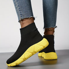 High Top Flyknit Running Shoes Breathable Slip On Sneakers