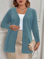Casual Cardigan Women's Plus Solid Long Sleeve Open Front