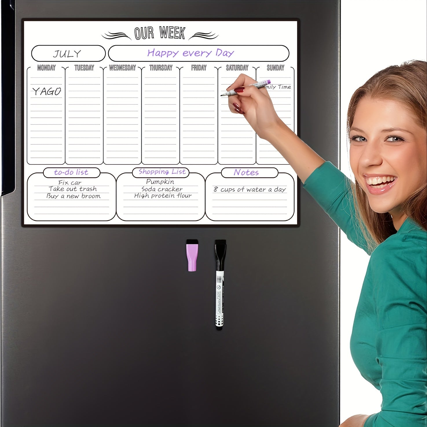 Magnetic Weekly Dry Erase Board Calendar Whiteboard