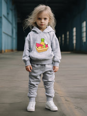 OERYUI Kids Cartoon Fruit Print Hooded Pullover Pants Set