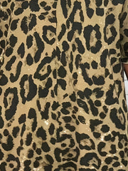 Casual Dress Women's Plus Leopard Print Knot Mini Dress