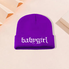 Babygirl Slogan Knitted Hat Embroidered Acrylic Knit Beanie Cap Man Unisex