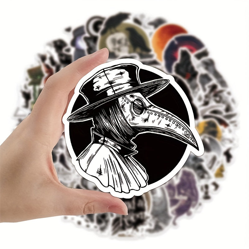 50pcs Crow Waterproof Stickers for Water Cups Notebooks & More