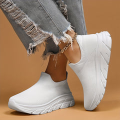 Solid Slip On Mesh Breathable Running Shoes