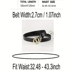 Golden Snake Pattern Double Circle Buckle Head Belt