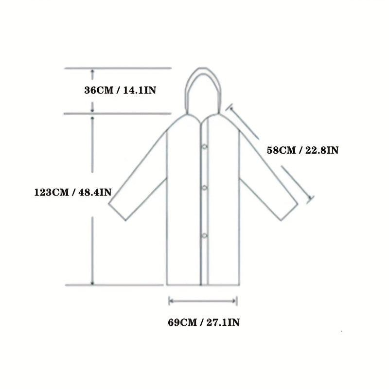 Reusable Portable Rain Poncho with Hood and Elastic Cuffs for Outdoor Activities