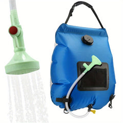 5 Gallon Solar Heated Camping Shower Bag with Removable Hose and Shower Head