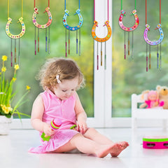 16pcs Kids DIY Wind Chime Kit w/ Stickers Horseshoe Art Crafts Boys Girls Gift