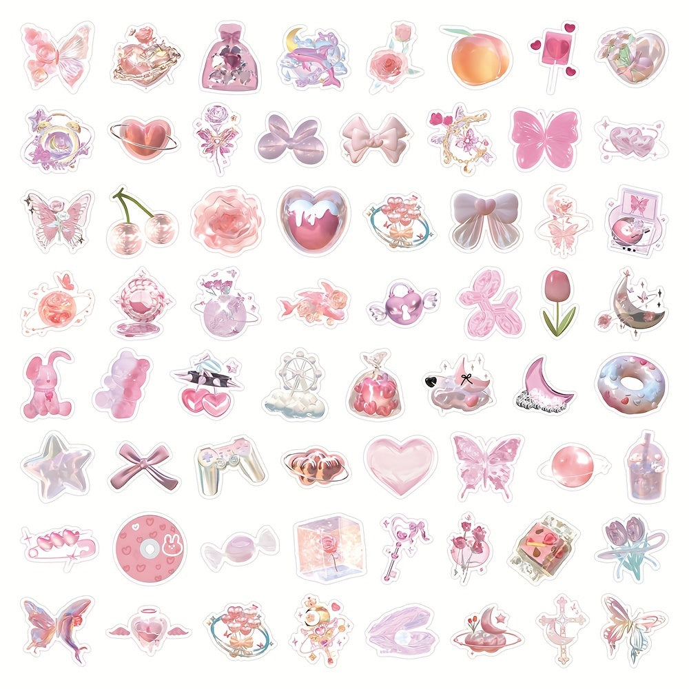 63pcs Pink Funny Stickers for Kids Girls Teens Adults Waterproof Vinyl Stickers