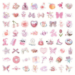 63pcs Pink Funny Stickers for Kids Girls Teens Adults Waterproof Vinyl Stickers