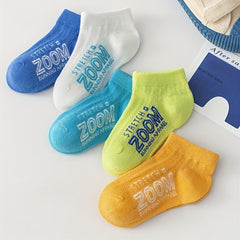 5 Pairs Boys Cotton Blend Ankle Socks Breathable Lightweight Mesh Comfortable