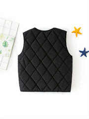 Kids Solid Alphabet Warm Vest Autumn And Winter