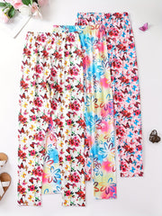 Girls Butterfly & Flowers Print Yoga Pants, Slim Fit Leggings