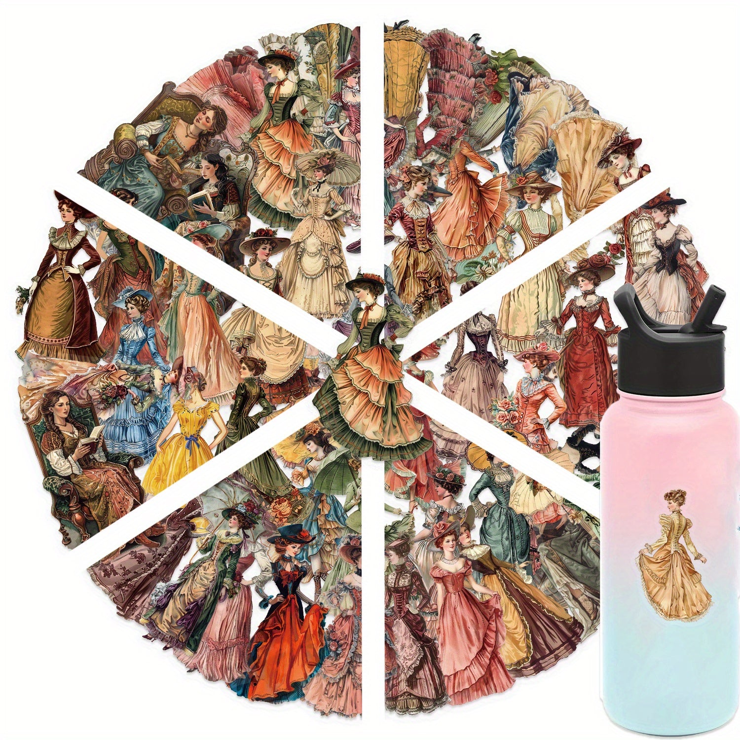 50pcs Vintage Medieval Court Dress Stickers for DIY Craft