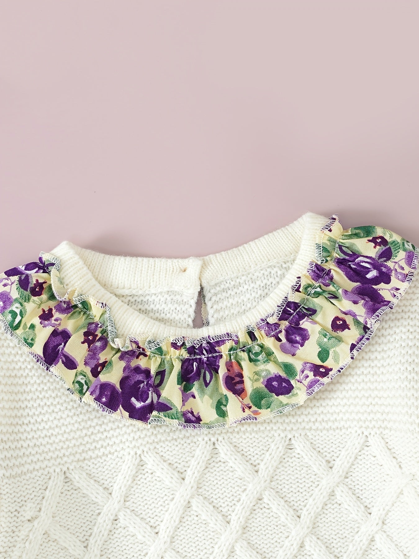 Baby Dress Girls Holiday Style Knit Floral Print Long Sleeve Dress